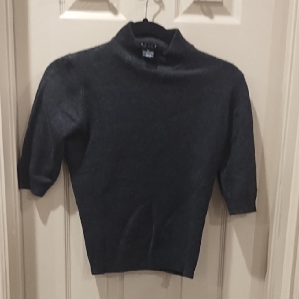Gray Turtleneck Grace Cashmere Top